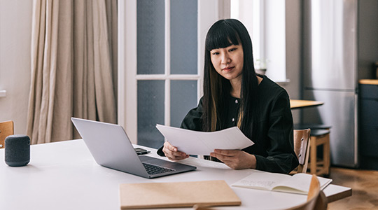 woman reviewing bills