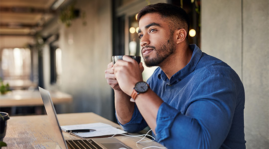 man using laptop